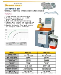 hydraulic vertical cutting round sawing machine : mhc