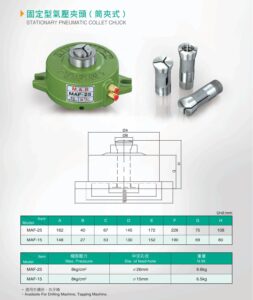 stationary pneumatic collet chuck / หัวจับลมแบบตายตัวใช้จำปา(นอก)